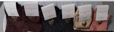 Chaussettes à paillettes coeur léopard