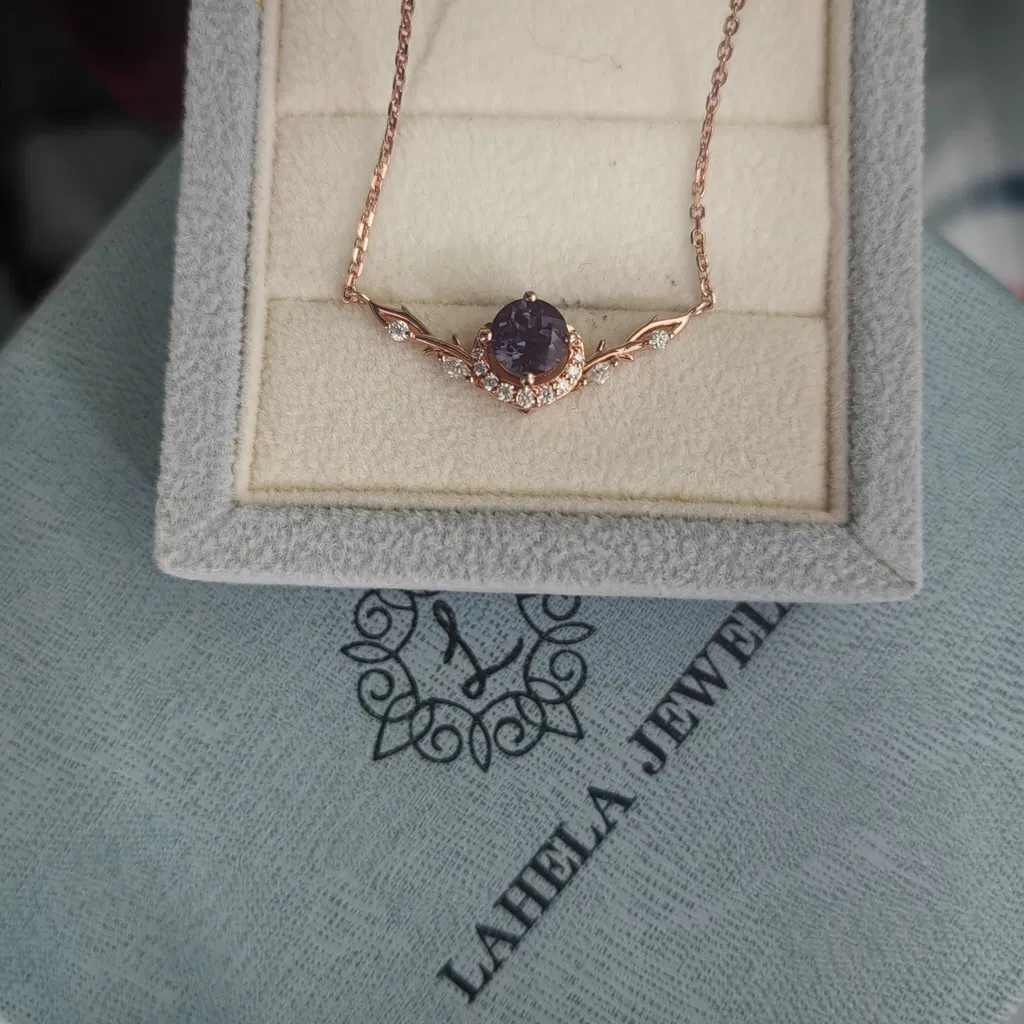 Custom Round Cut Lindy Star Sapphire Forest Moon Necklace - Eirwen