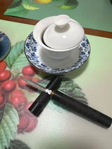 紫光檀茶刀普洱茶刀大馬士革刀紋