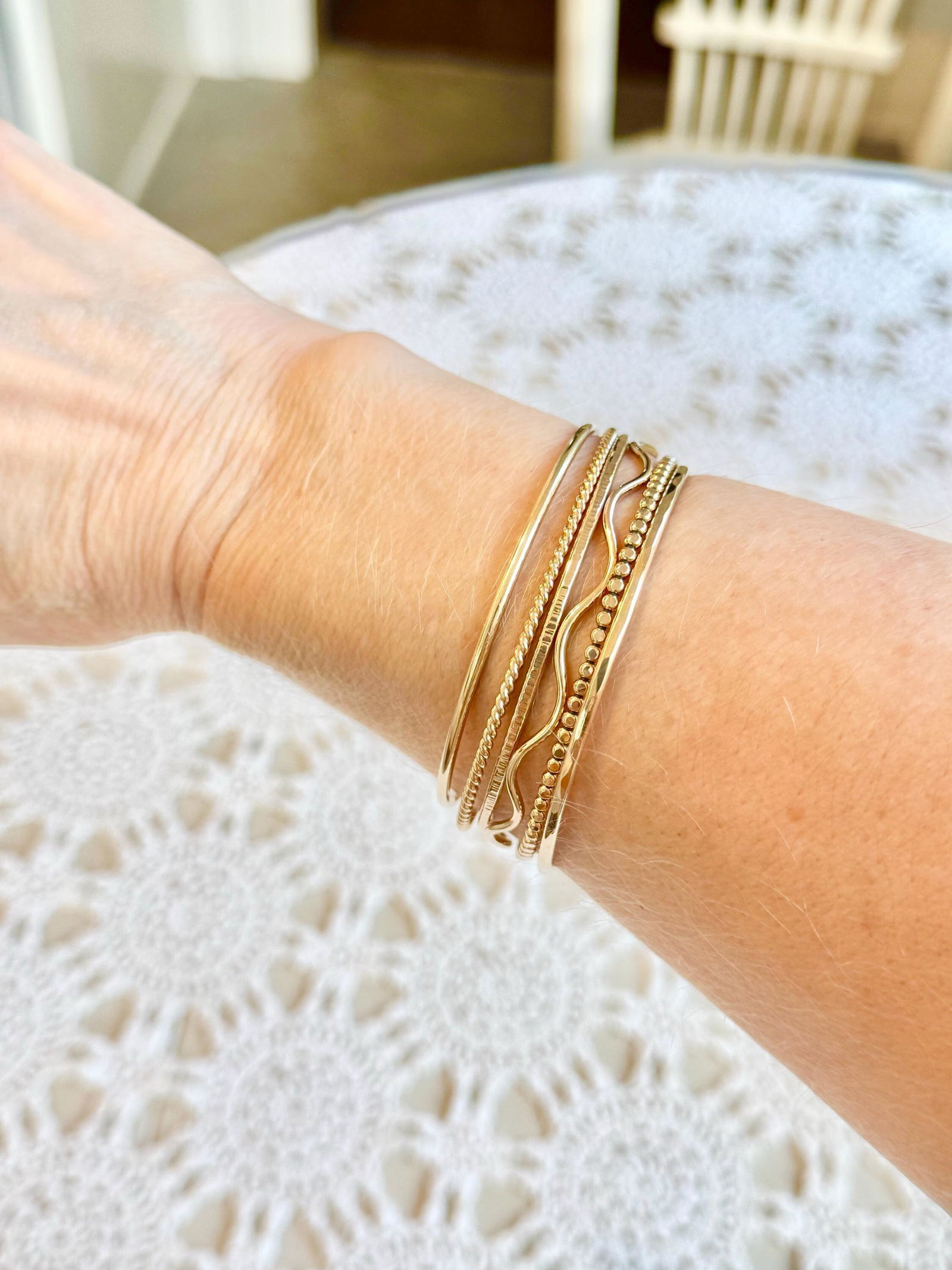 Wavy Gold Bangle – Laurel Elaine Jewelry