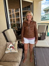 Classy Leather Hooded Women Jacket