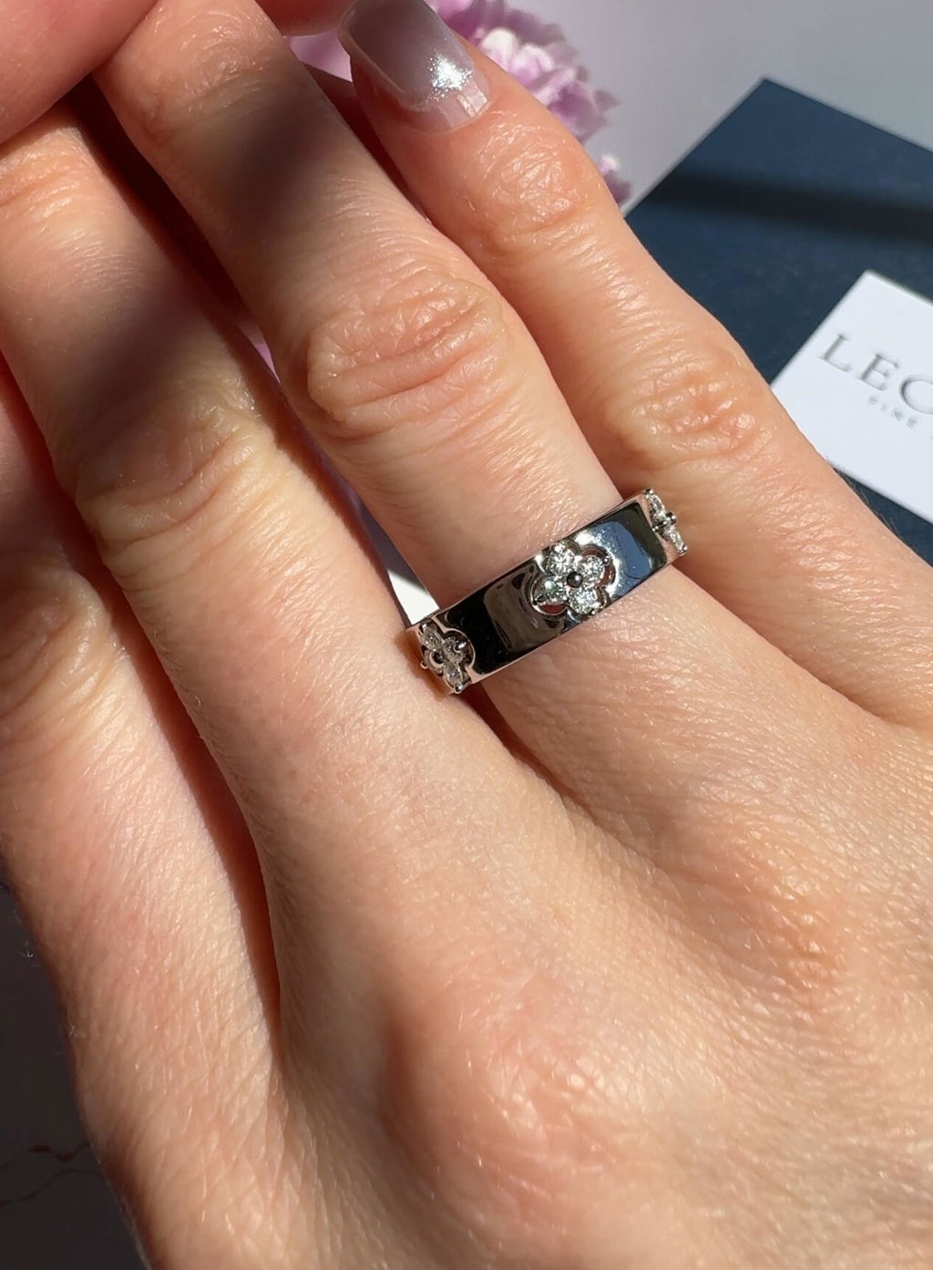 Lab Created Diamond Four-leaf Clover Ring in 925 Sterling Silver