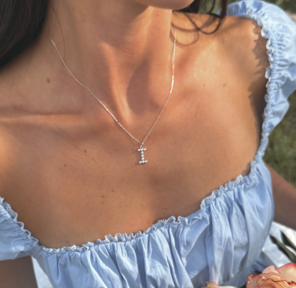 Letter I Initial Necklace Bubble Pendant