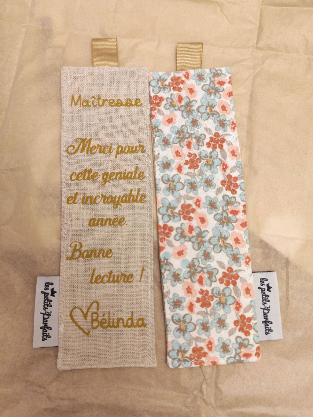 Marque-page en tissu prêt à offrir I Cadeau maîtresse, maman, mamie