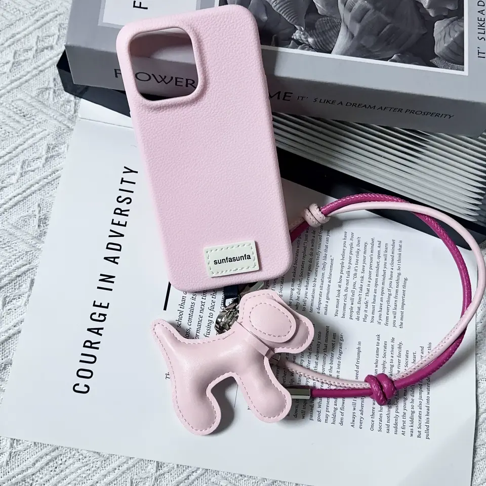 iPhone Lanyard Series | Genuine Leather Phone Case with Free Dachshund Pendant