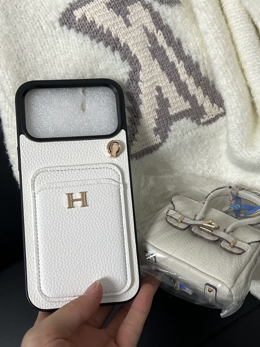 iPhone Lanyard Series | Genuine Leather Wallet Phone Case - Free Earphone Bag