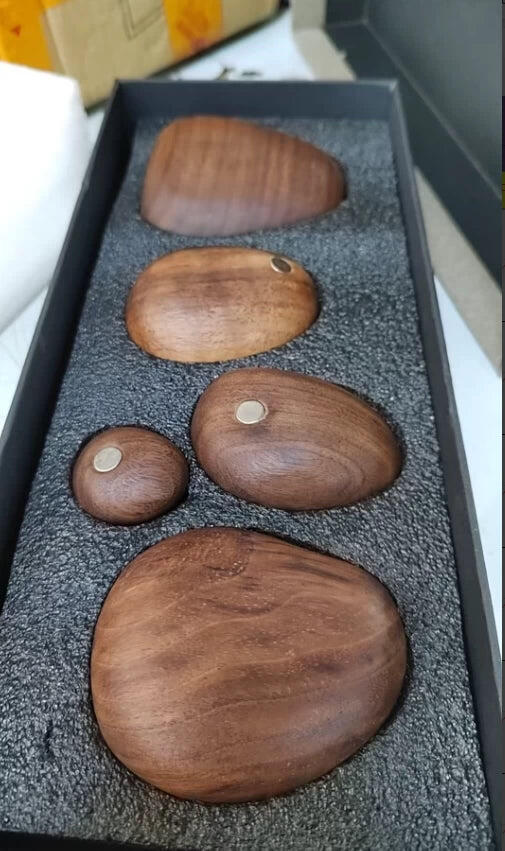 Magnetic Balance Stone Sculpture | Handcrafted Solid Wood Zen Desk Art | Mindfulness Gift