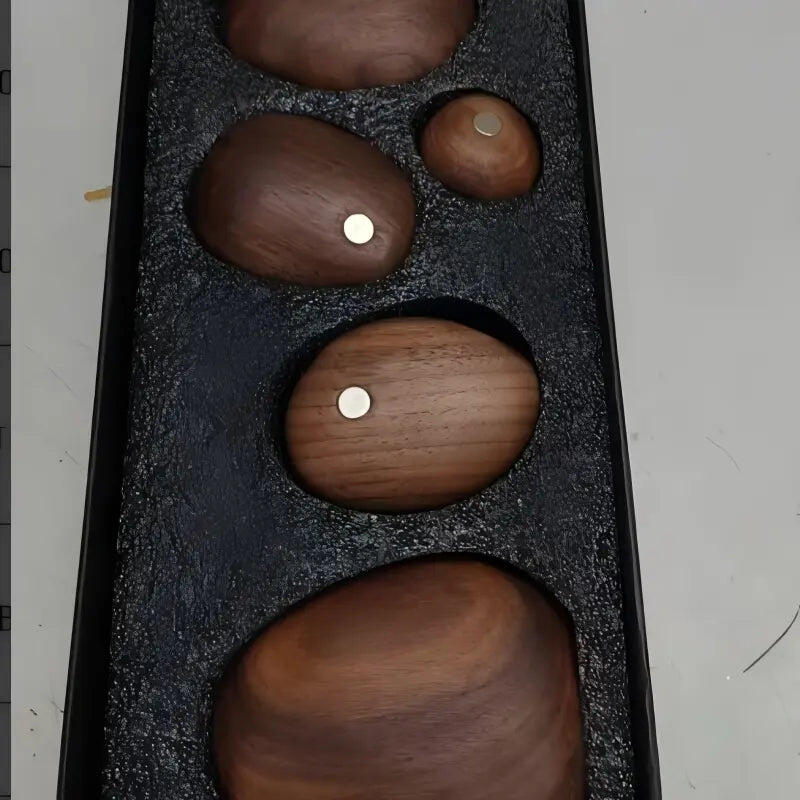 Magnetic Balance Stone Sculpture | Handcrafted Solid Wood Zen Desk Art | Mindfulness Gift