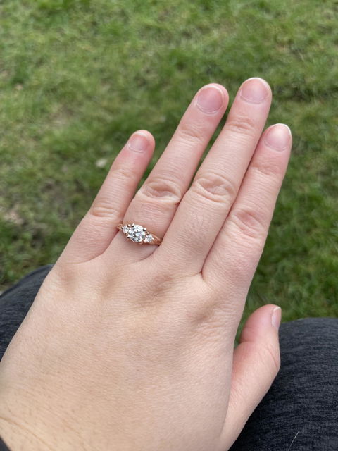 Three Stone Twig Leaves Ring / Build A Ring