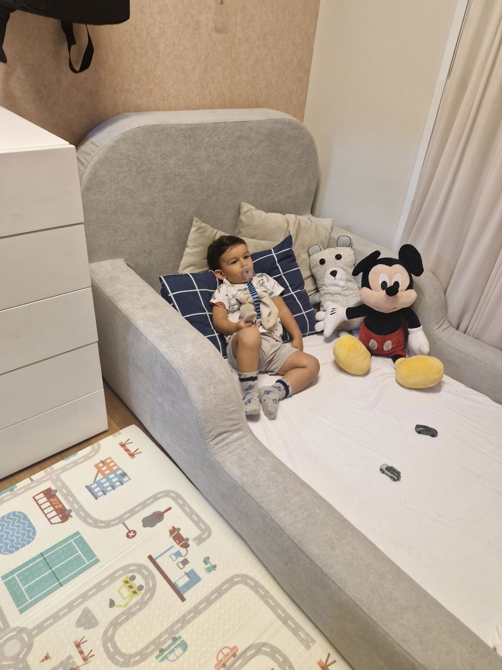 Cama Montessoriana Solteiro - Cinza | Little Duck
