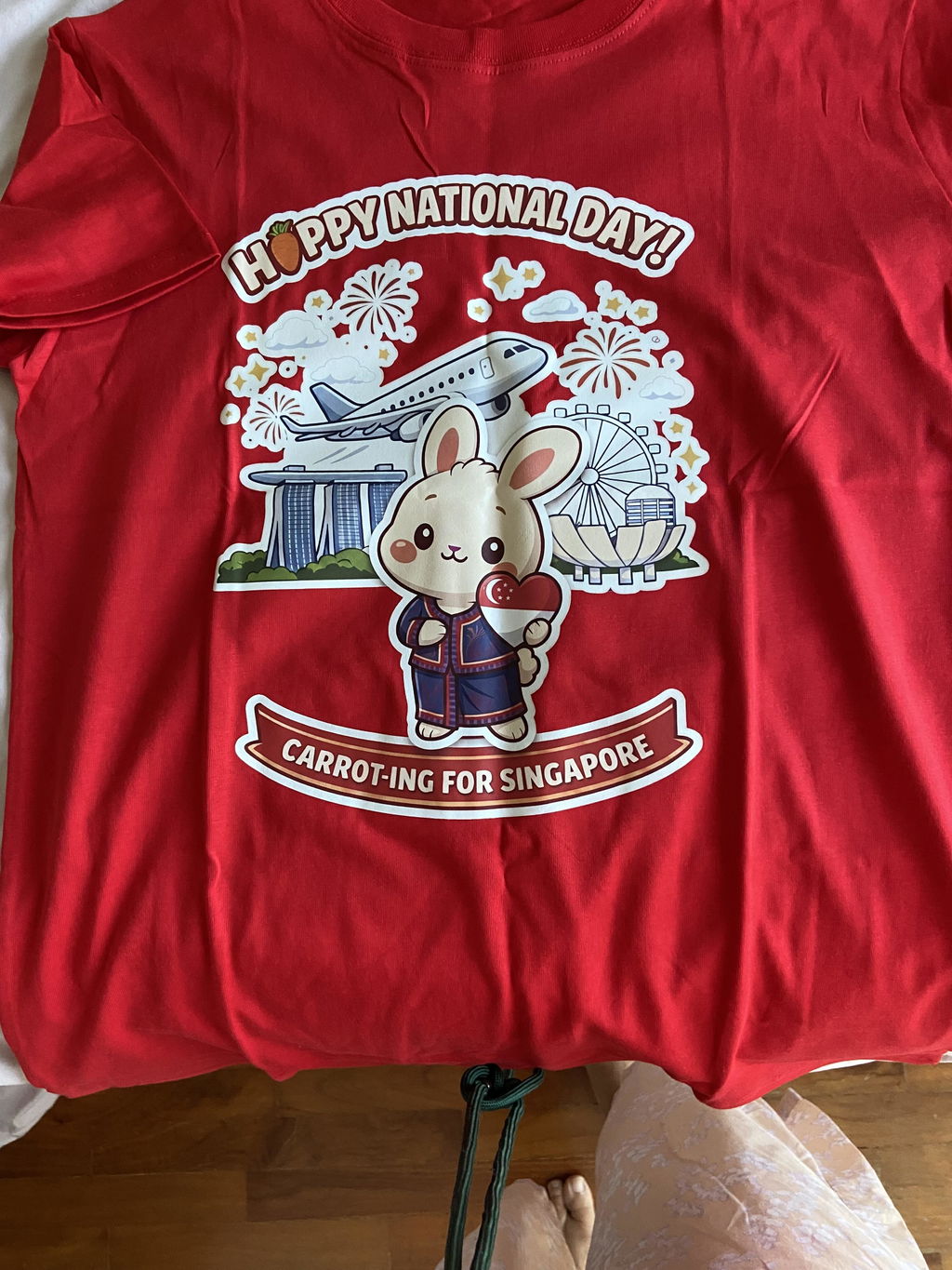 Singapore National Day Kids Red T-Shirt Family Matching Outfit - CARROT-ING for Singapore