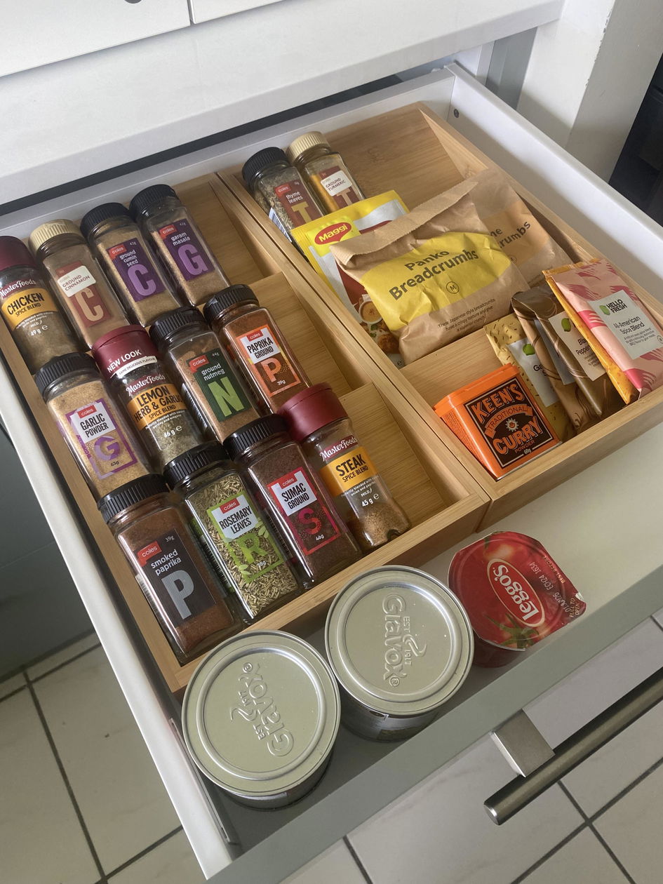 Drawer Herb And Spice Storage Bamboo Herb Spice Drawer Organiser – Little Label Co