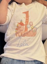 Personalised 1st Birthday Unicorn T-Shirt for Girls & Kids, Pink Rainbow Balloons