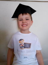 Personalised Preschool Graduation 2026 Kids T-Shirt Teddy Bear Scroll Chalkboard