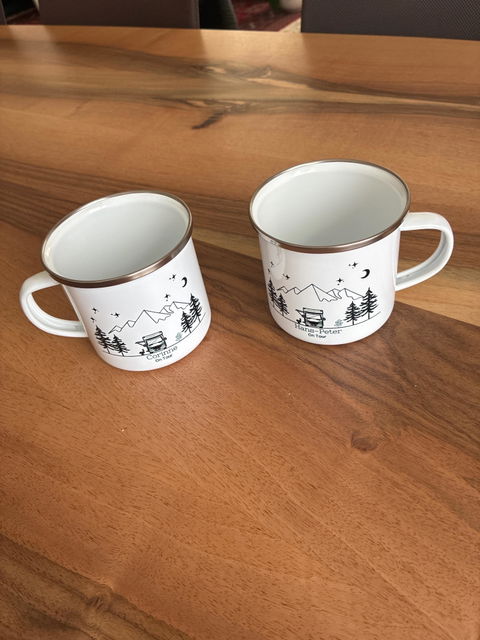 Personalisierte Emaille Camping Tasse Wohnmobil / Wohnwagen