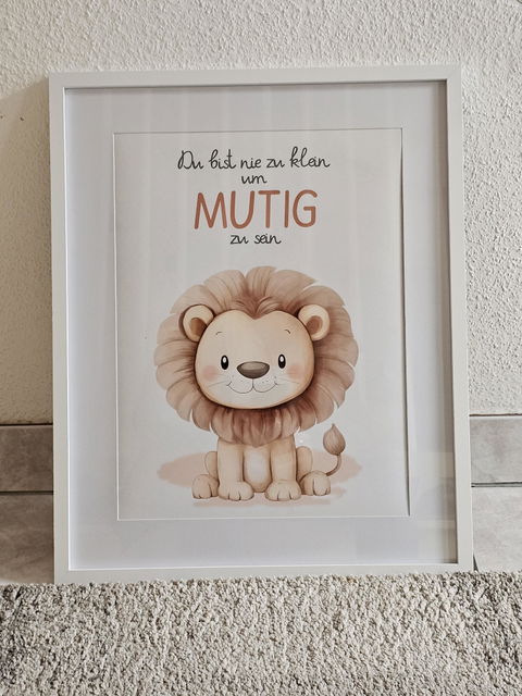 Kinderzimmerposter mit Tiermotiv – „Du bist nie zu klein, um mutig zu sein“ | Poster fürs Baby- & Kinderzimmer