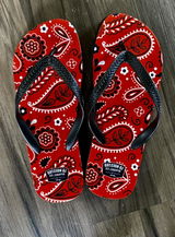 Red Bandana Flip-Flops