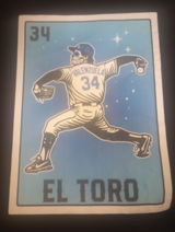 El Toro Men's Loteria Style Graphic Tee - Baseball Legend Design