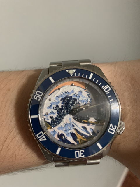 Oil-Painted Great Wave Kanagawa Dial, No Date | Seiko Mod - Lucius