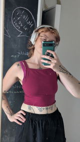 Cropped Vest in Ruby - Organic Cotton Jersey