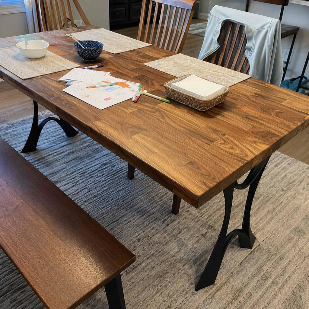 Dining Table with Joxie Metal Table Legs for Butcher Block Wood