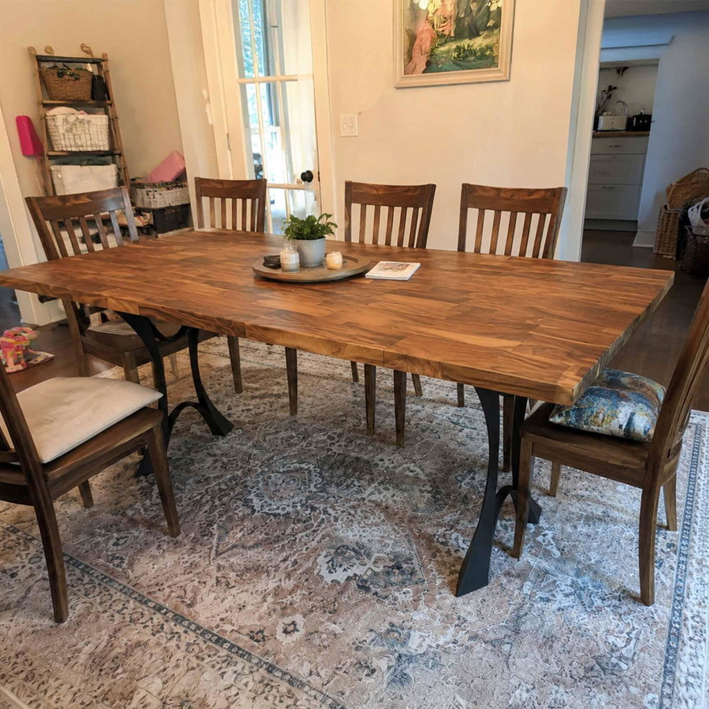 Dining Table with Joxie Metal Table Legs for Butcher Block Wood