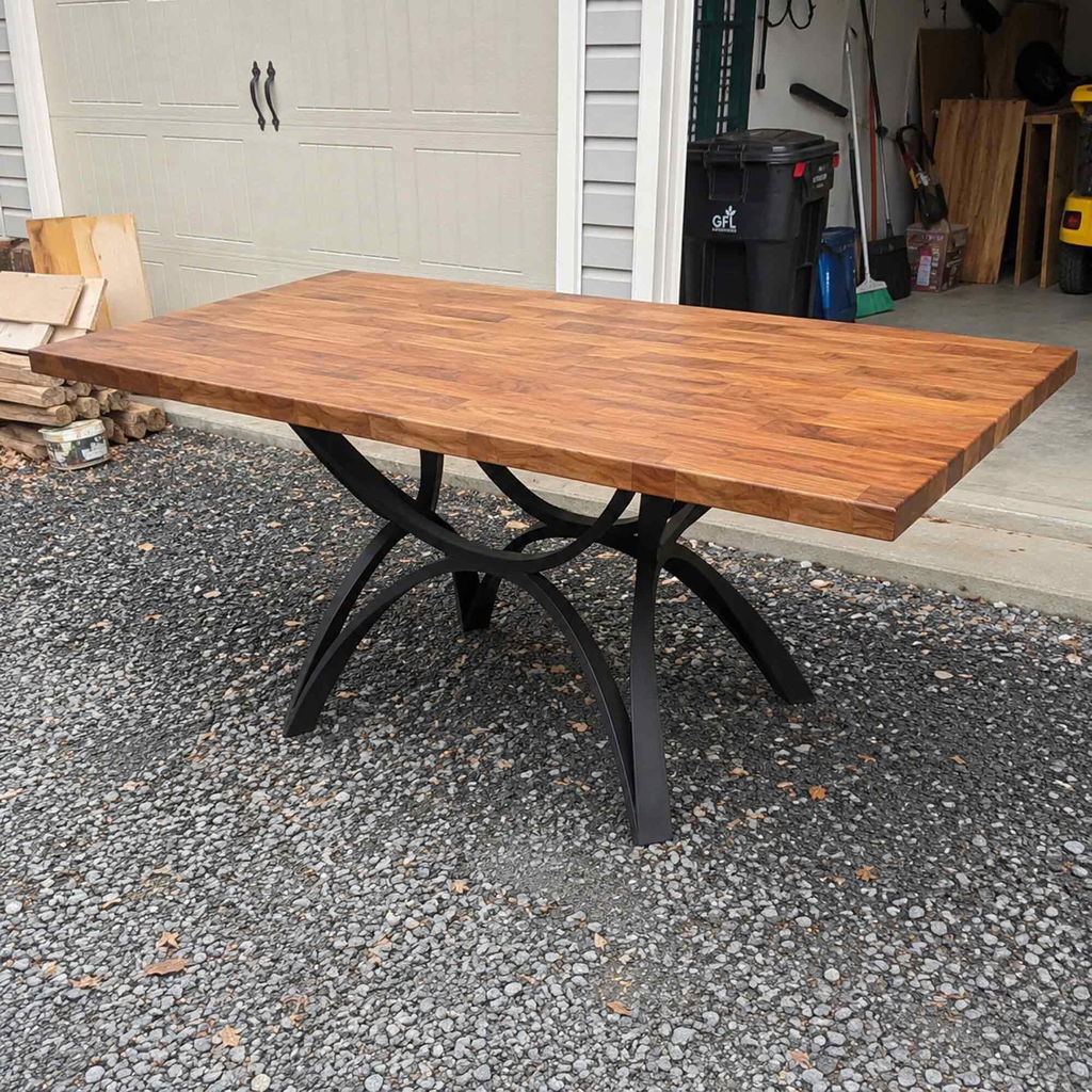 Dining Table with Spey Steel Table Base for Butcher Block Top