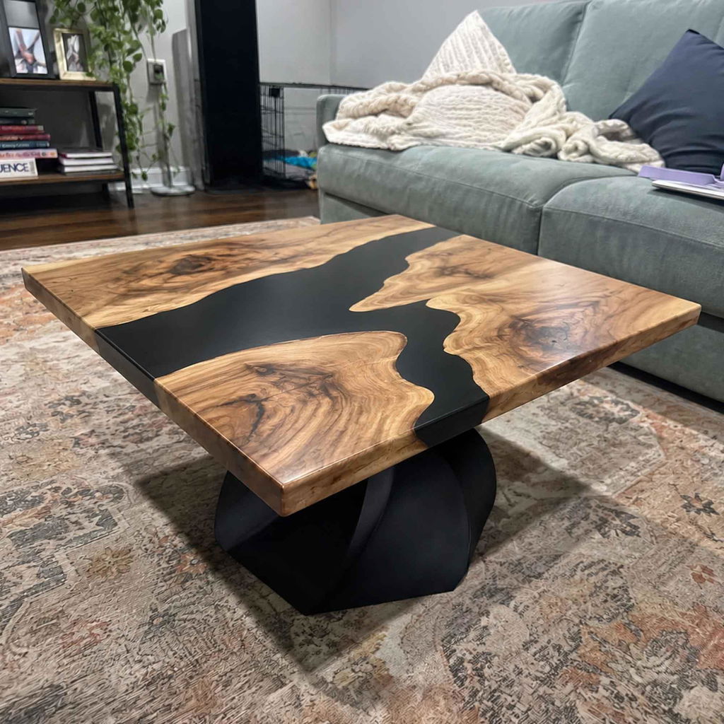 Coffee Table with Papao Table Base for Industrial Natural Wood