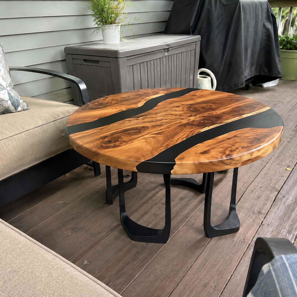 Coffee Table with Framie Steel Table Base for Natural Wood Top
