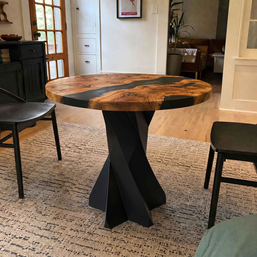 Dining Table with Nook Table Base for Round Wooden Top