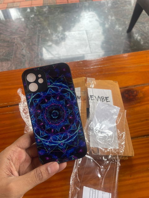 Cosmic Mandala Glossy Tempered Glass Premium iPhone Case