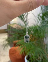 Long Emerald Cut Green Moss Agate Classic Necklace For Girlfriend "Avenra"