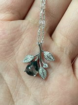 'Moss Whisper' Nature Inspired Pear Cut Leafy Moss Agate Necklace
