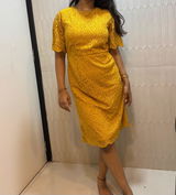 Elegant Yellow Lace Midi Dress