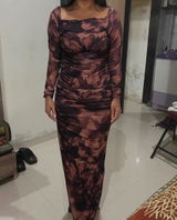 Floral Off-Shoulder Bodycon Maxi Dress for Women