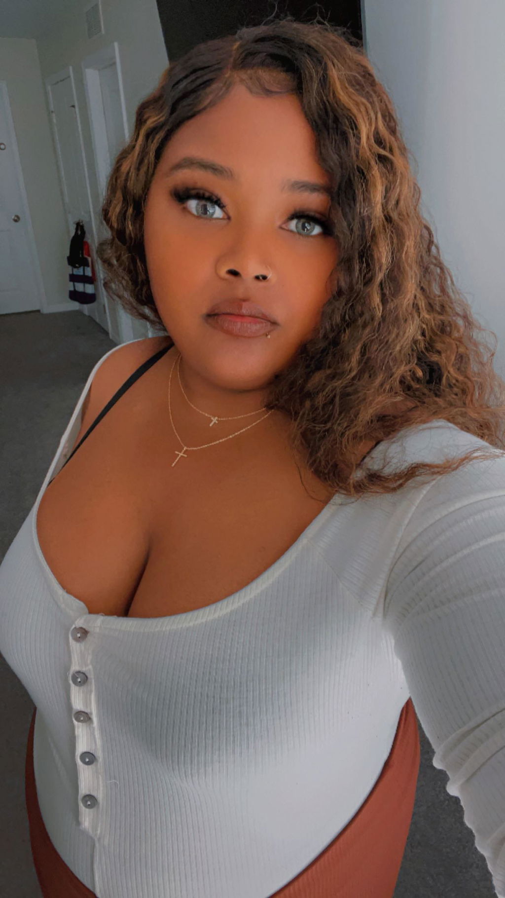 Brown Highlights Funmi Curly Glueless 5x5 Closure Lace Long Curly Wig Beginner Friendly- US Only