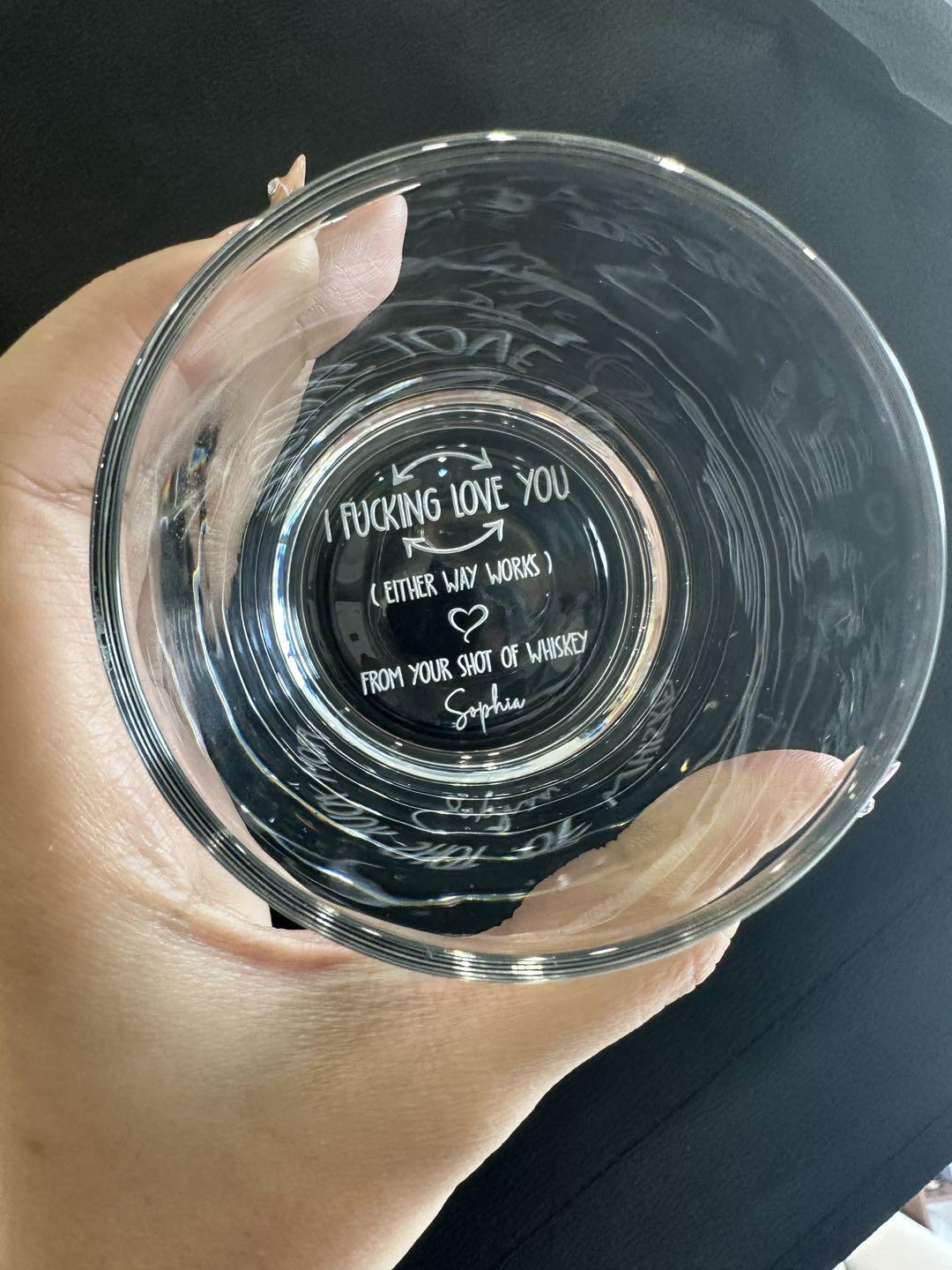 Customer photo of I F-king Love You - Personalized Engraved Whiskey Glass