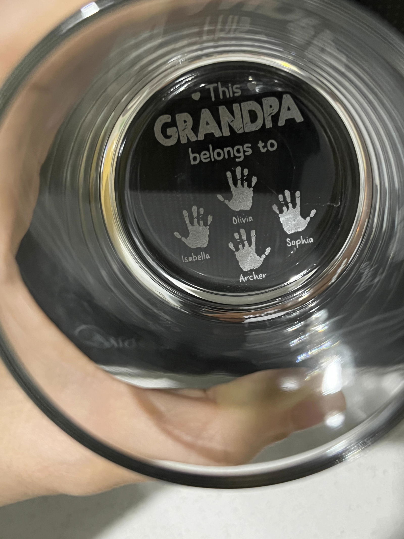 Customer photo of This Grandpa Belongs To - Personalized Engraved Whiskey Glass…