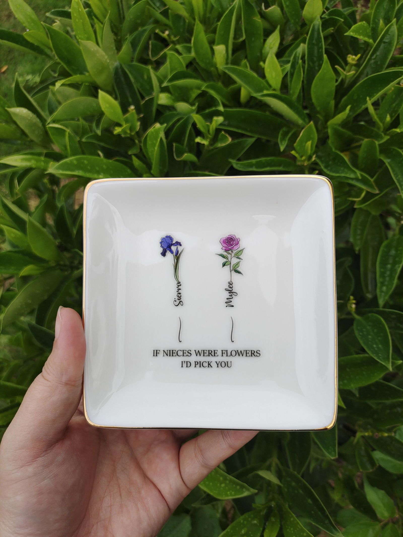 Customer photo of If Friends Were Flowers I'd Pick You - Personalized Jewelry Dish…