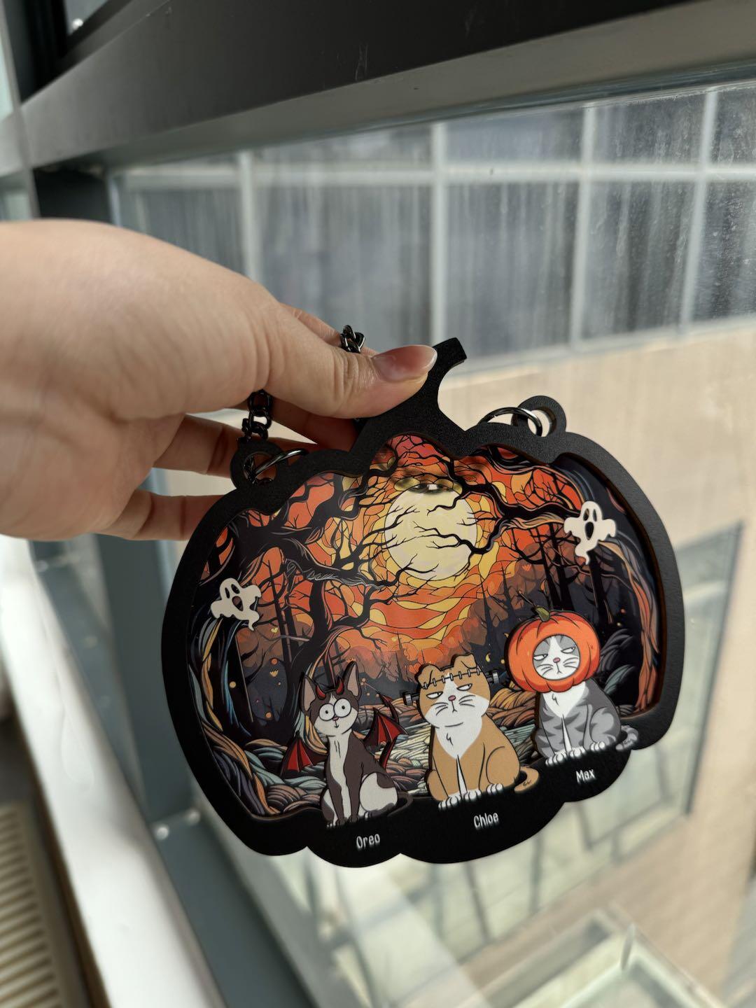 Customer photo of Happy Halloween With Fur Babies - Personalized Window Hanging…