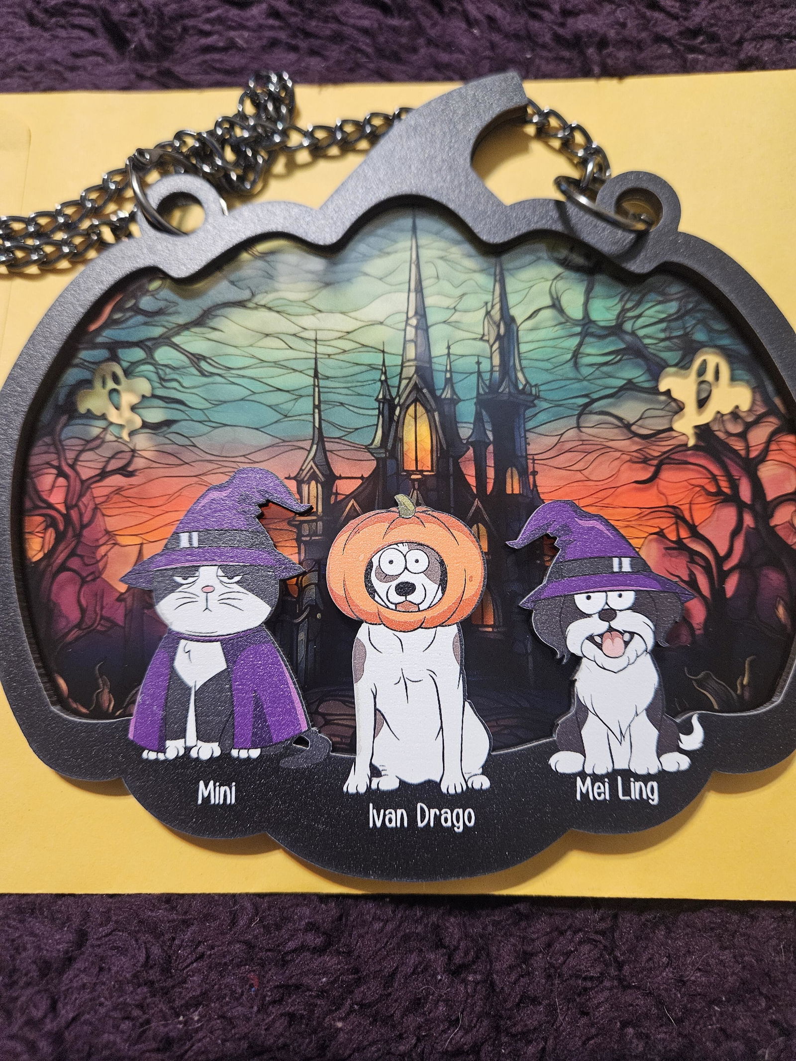 Customer photo of Happy Halloween With Fur Babies - Personalized Window Hanging…