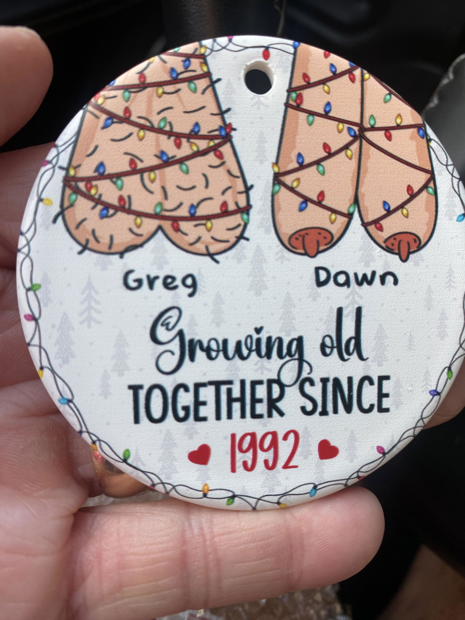 Customer photo of I Want To Grow Old With You Funny Christmas Couples - Personalized…