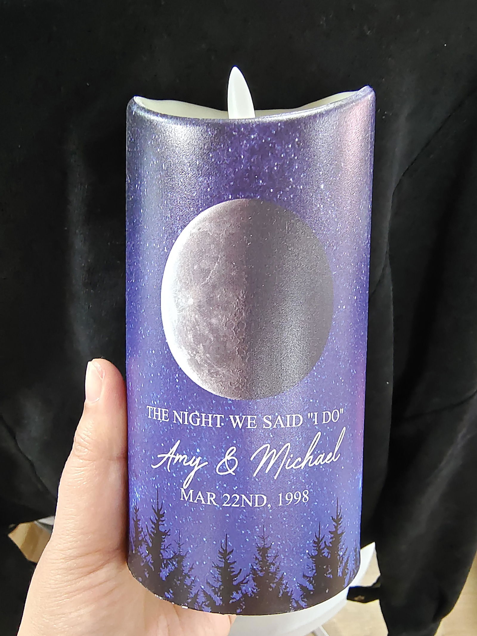 Customer photo of The Night Our Story Began - Personalized LED Candle