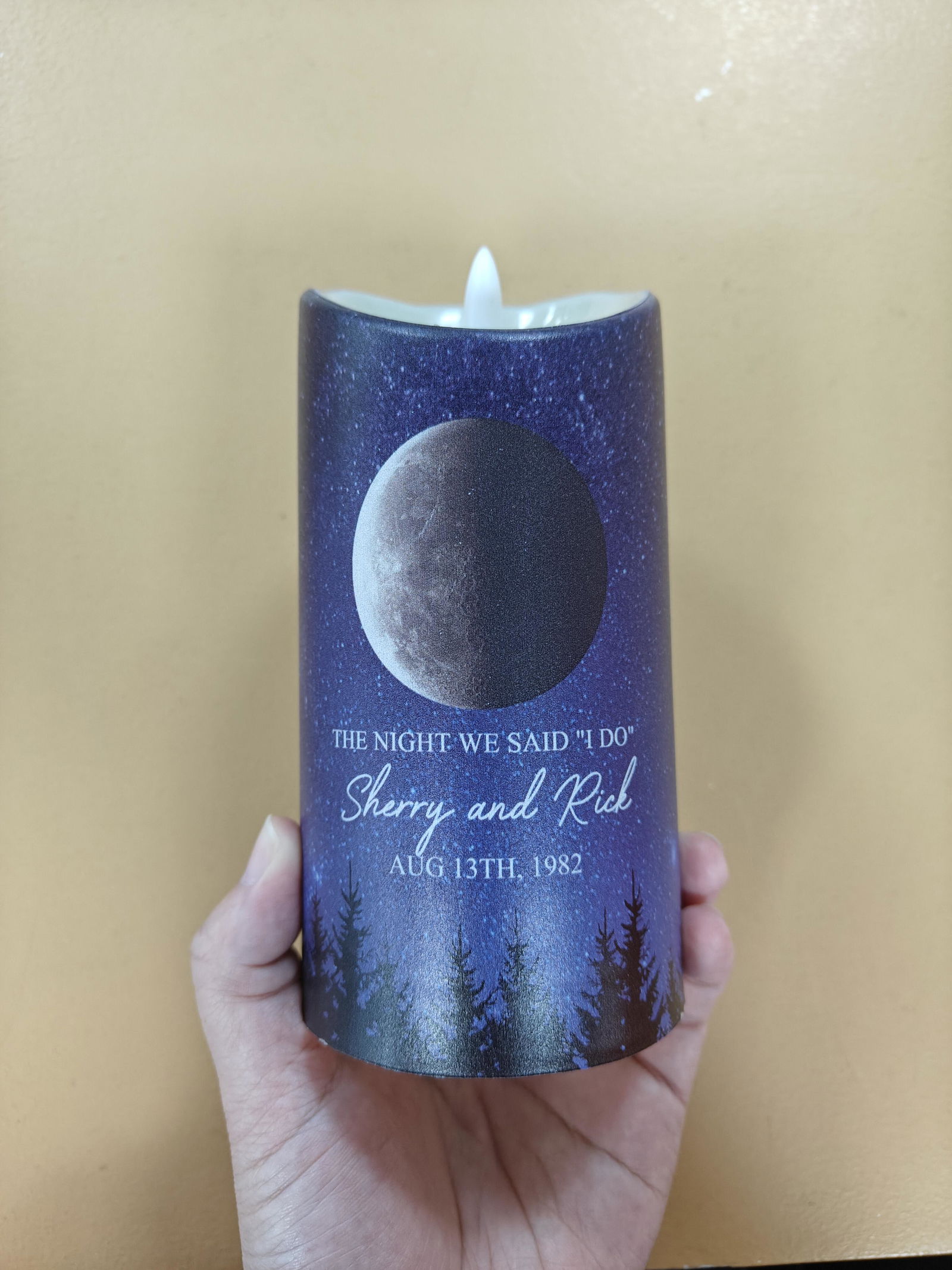 Customer photo of The Night Our Story Began - Personalized LED Candle