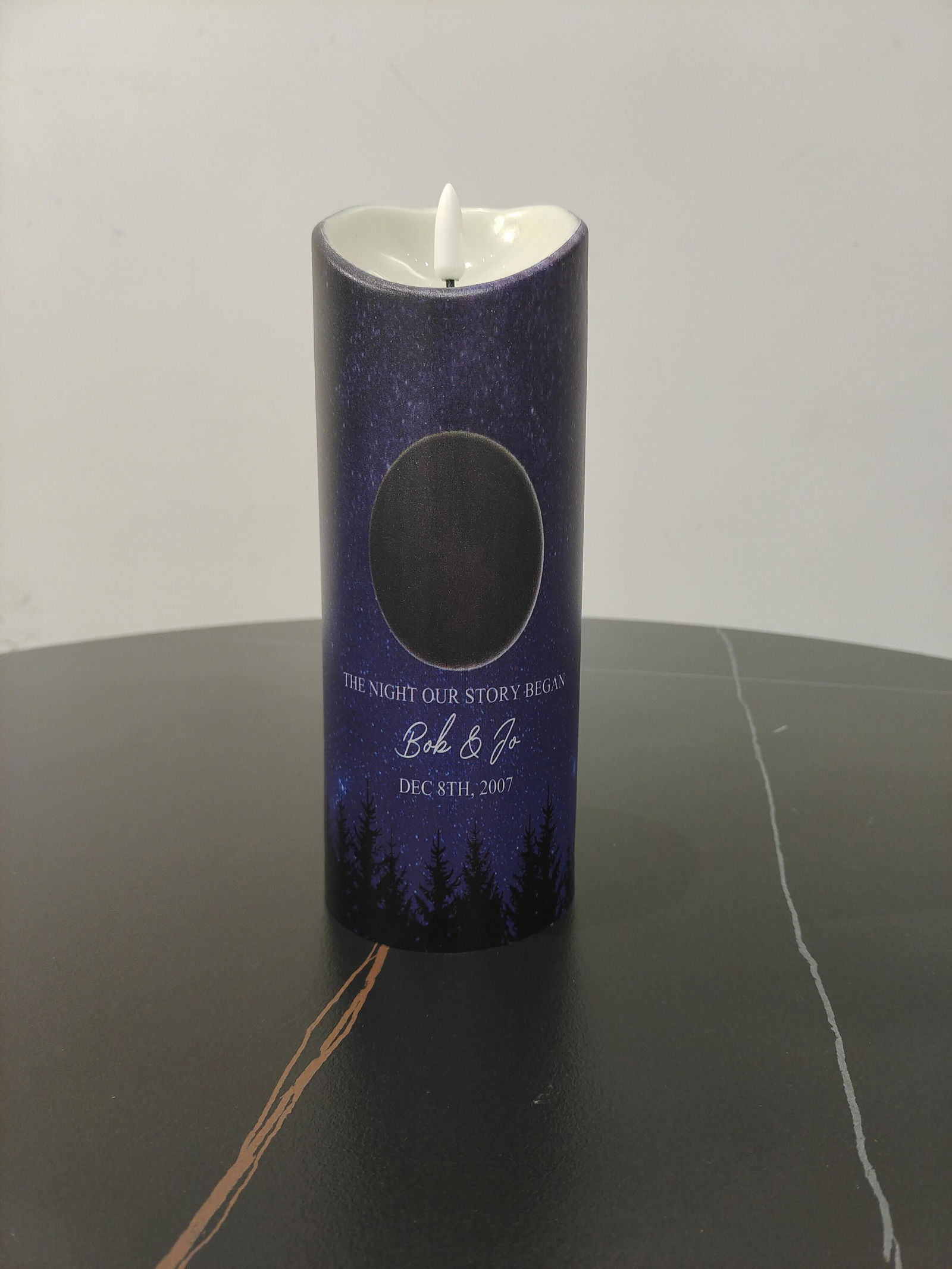 Customer photo of The Night Our Story Began - Personalized LED Candle