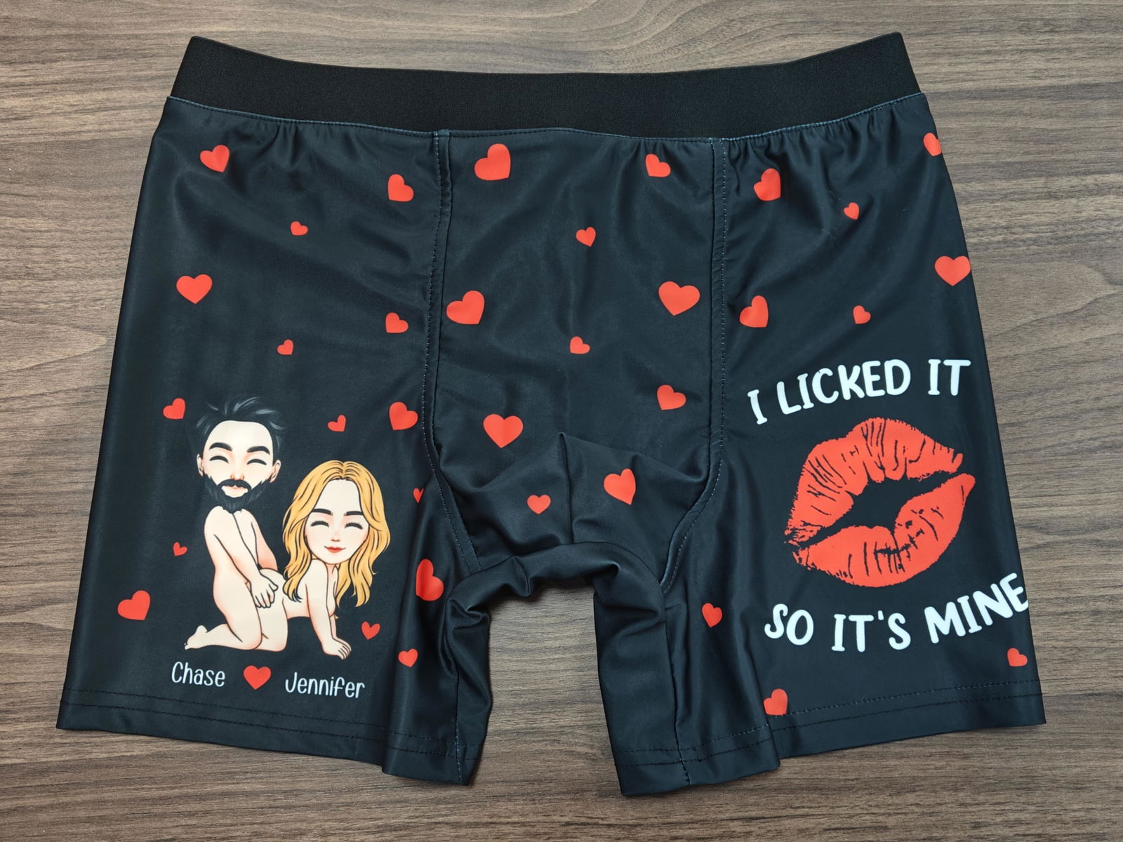 Customer photo of I Licked It So It's Mine Naughty Couple - Personalized Men's Boxer…