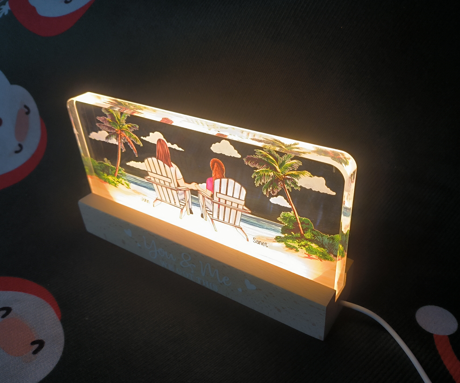 Customer photo of New Version You & Me We Got This Beach Scene - Personalized LED…