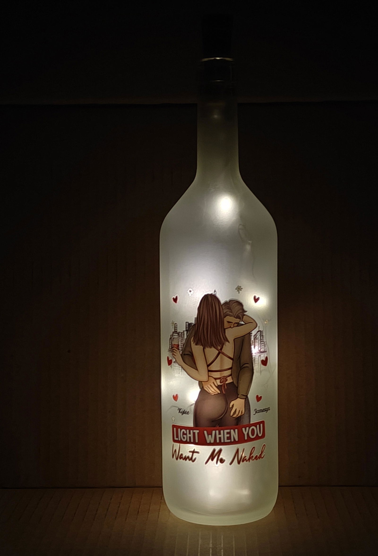 Customer photo of Light When You Want Me Naked - Personalized Bottle Lamp