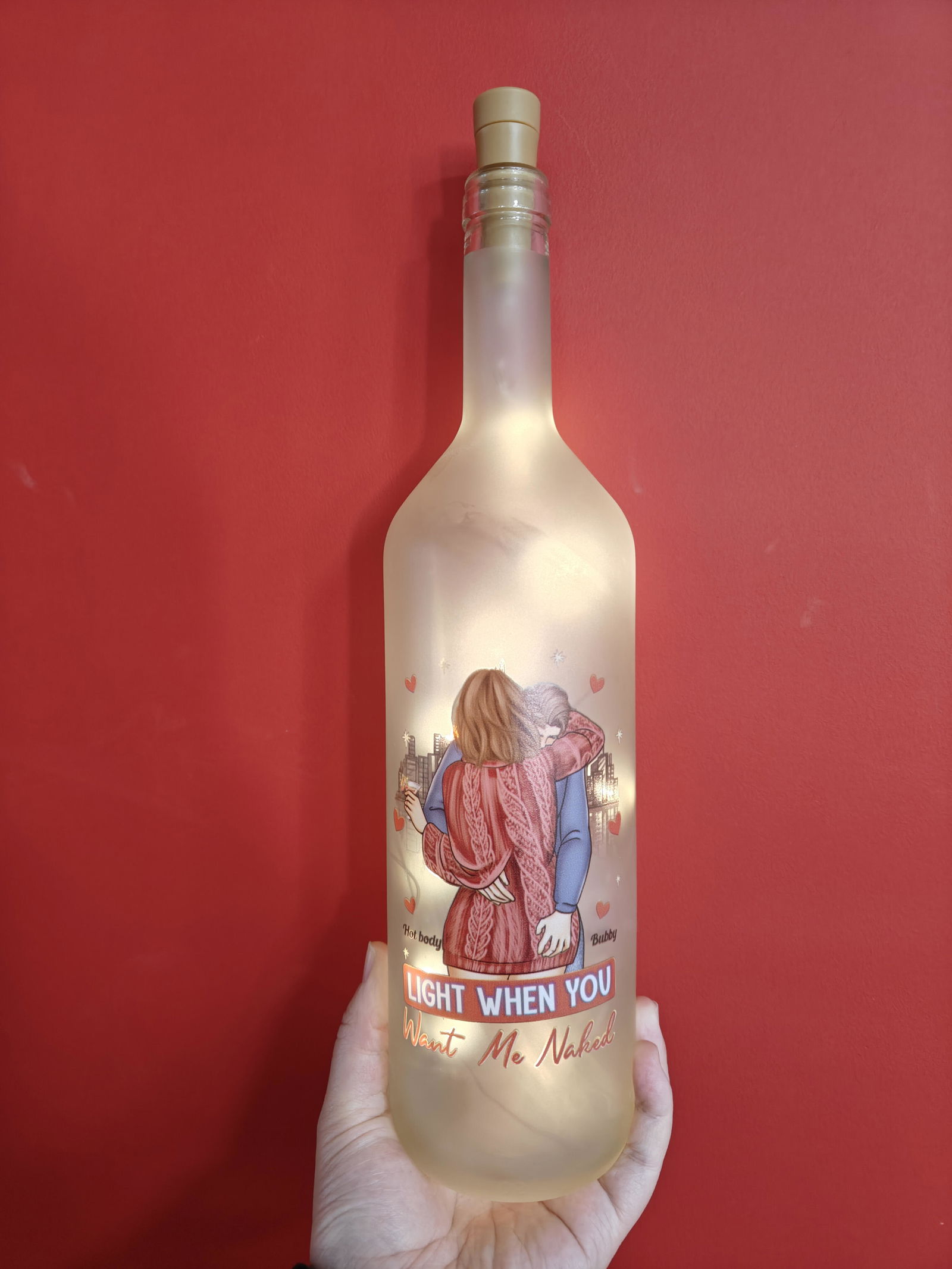 Customer photo of Light When You Want Me Naked - Personalized Bottle Lamp