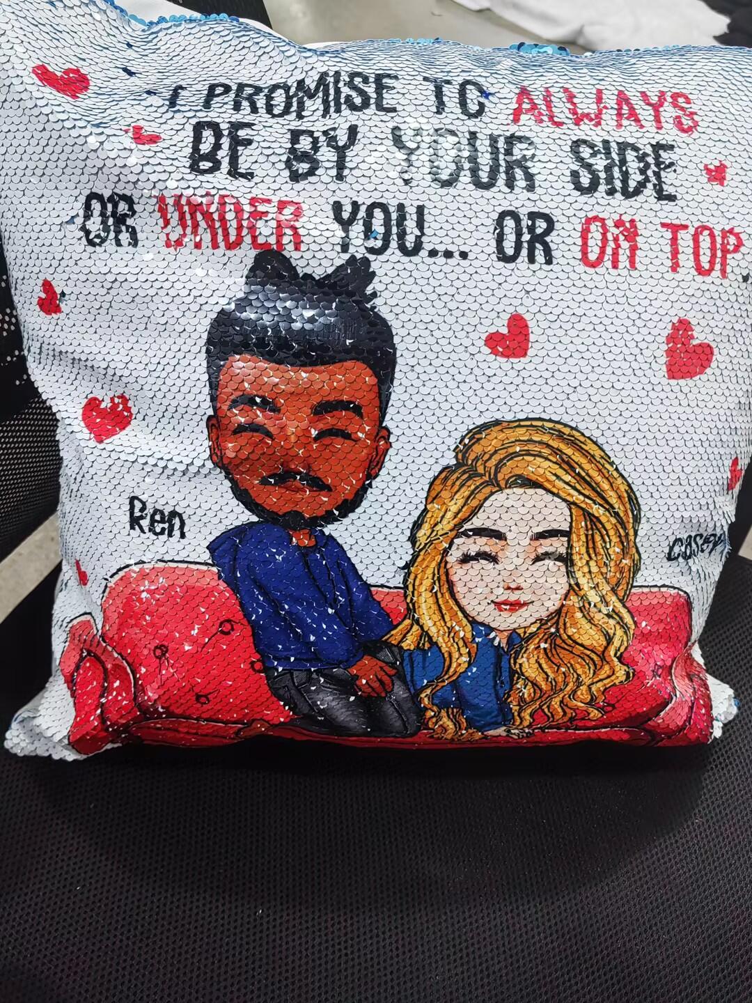 Customer photo of I Promise To Always Be By Your Side - Custom Sequin Pillow